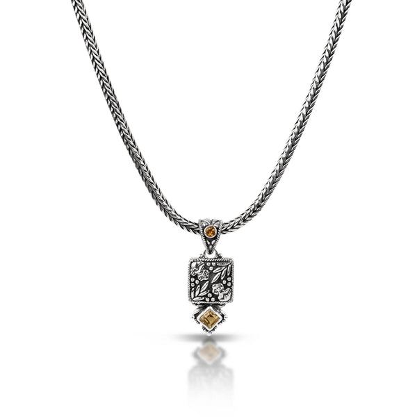 PADI KAPAS CHAIN Necklace with Citrine Square Stone (013 NSKS)