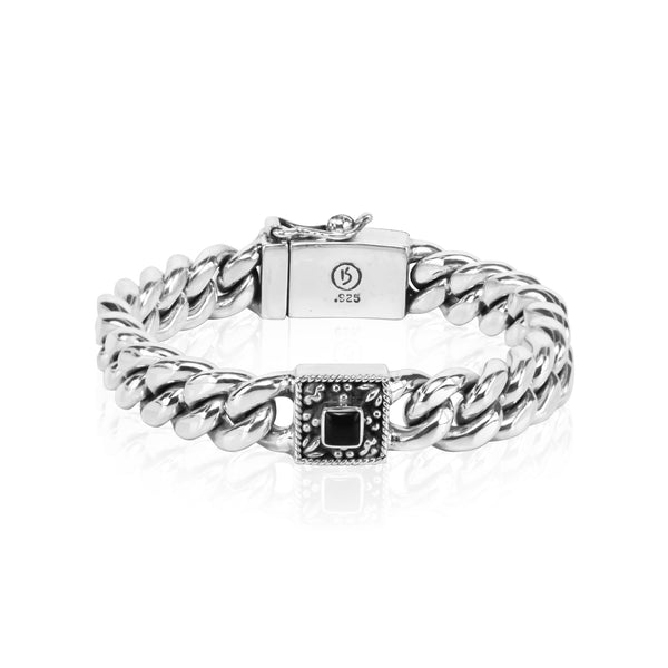 PADI KAPAS CLASSIC Chain Small Bracelet with Black Onyx Square Stone (017 BSKS-S)