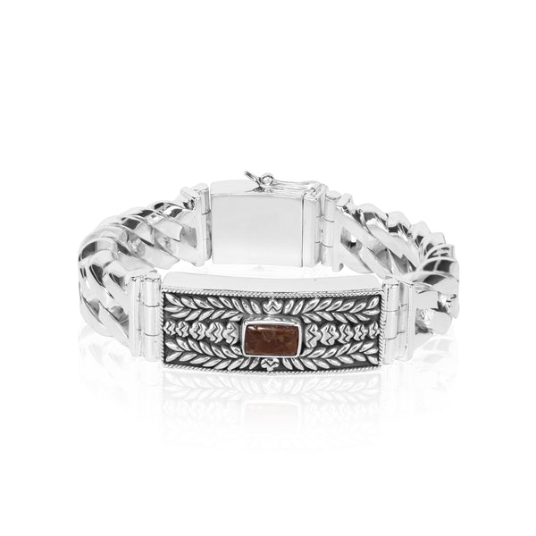 PADI KAPAS CURB Chain Large Bracelet with Citrine Rectangle Stone (030 BSKS-L)