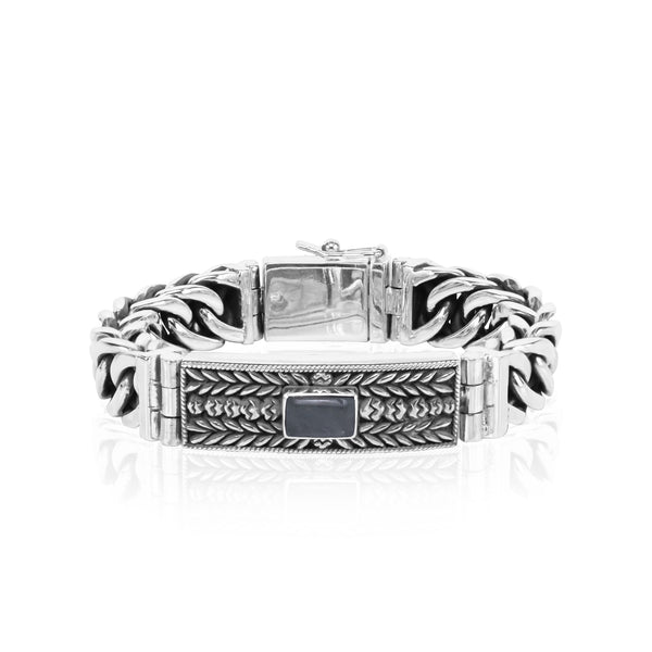 PADI KAPAS BRAID Chain Medium Bracelet with Moonstone Rectangle Stone (033 BSKS-M)