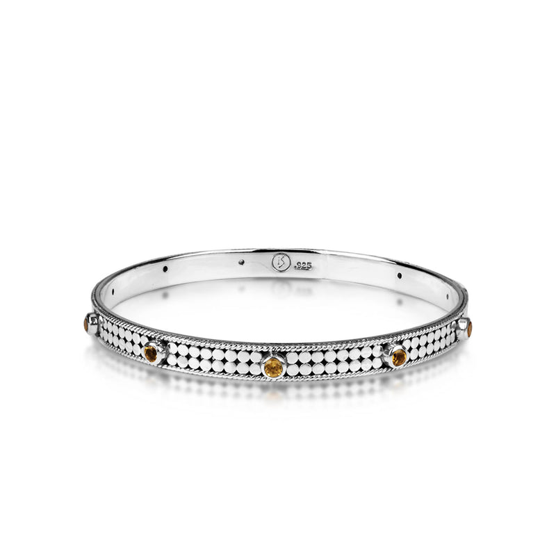 CLASSIC DOTS Closed Cuff with Citrine Round Stone (136 CSKS-CT)