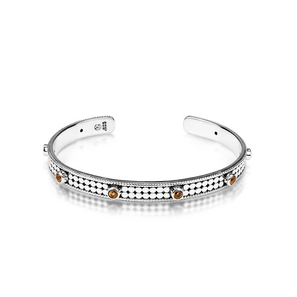 CLASSIC DOTS Open Cuff with Citrine Round Stone (139 CSKS-CT)